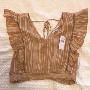 American Eagle crop short sleeved blouse top